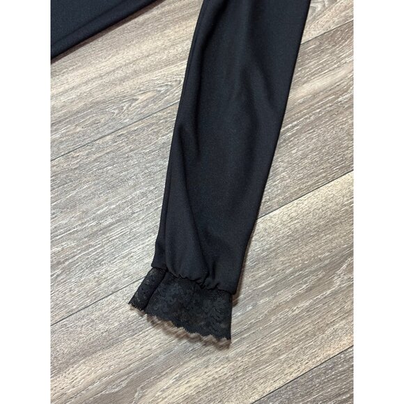 VINTAGE JCPENNEY LACE LONG SLEEVE NIGHTGOWN ROBE SHEER SIZE 10 BLACK ZIPPER - Picture 6 of 10